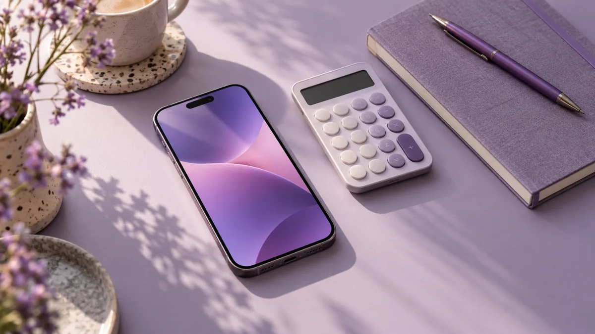 Smartphone, Taschenrechner und Notizbuch zum Kostenvergleich